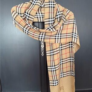 Burberry vintage silk scarf made in Italy Nova Check Plaid with Equestrian logo